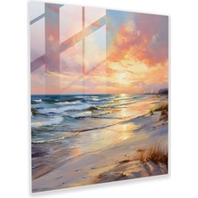 Popcas Günbatımı Serenad Cam Tablo - Izlenimci Yağlı Boya Günbatımı Temalı Cam Tablo