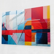 Popcas Amerika Birleşik Devletleri Haritası Cam Tablo Sanatı - Geometrik Soyutlama - Canlı Renklerle Görsel Olarak Etkileyici Amerika Birleşik Devletleri Haritası Geometrik Soyutlama