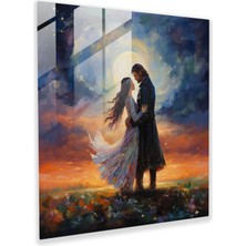 Popcas Arwen ve Aragorn Cam Tablo - Yüzüklerin Efendisi Duvar Dekorasyonu Cam Sanatı