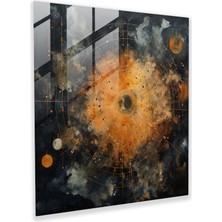 Popcas Topraksı Göksel Harita Cam Tablo - Yıldız Haritası Göksel Harita Soyut Resim Cam Tablo