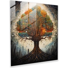 Popcas Gondor Ağacı Cam Tablo - Yüzüklerin Efendisi Modern Sanat Cam Tablo Duvar Dekorasyonu