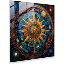 Popcas Yıldız Mozaik Cam Tablo - Yıldız Haritası Cam Sanatı Cam Duvar Sanatı