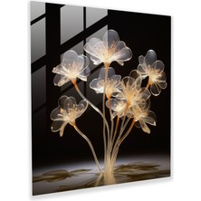 Popcas Vahşi Çiçekler Transparan Cam Heykel - Doğal Görünümlü Transparan Cam Çiçek Heykeli