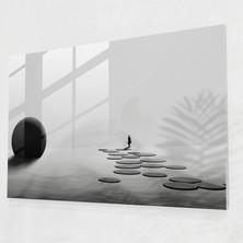 Popcas Zen Bahçesi Cam Duvar Sanatı - Zen Bahçesi Duvar Dekorasyonu Cam Tablo Huzur