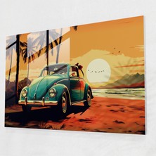 Popcas Retro Volkswagen Beetle Cam Tablo - Volkswagen Beetle Retro Cam Duvar Sanatı Modern Sanat