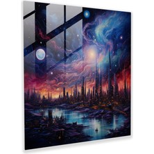 Popcas Kozmik Yıldız Haritası Cam Tablo - Ev Dekorasyonu Modern Sanat Cam Sanatı