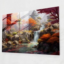 Popcas Zen Bahçesi Dijital Sanat - Zen Bahçesi Akışkan Şelale Dijital Illüstrasyon Modern