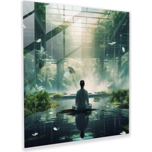 Popcas Eterik Meditasyon Cam Tablo - Ruhsal Cam Duvar Sanatı Duvar Dekorasyonu Modern Sanat