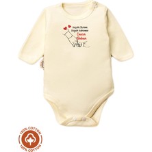 Unisex Bebek %100 Pamuklu Canım Babam Baskılı 3-6-9-12 Ay Bebek Body Ekru Badi Zıbın