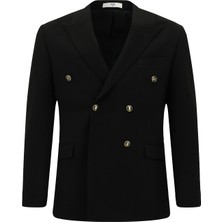 Slim Fit Dar Kesim Desenli Kruvaze Ceket