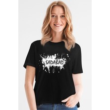 Sadabad Siyah Kısa Kollu Kadın T-Shirt