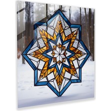 Popcas Buzlu Büyülü Cam Tablo - Kış Cam Tablo Geometrik Vitray