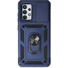 Samsung Galaxy A52 Kılıf Pars Lens Yüzüklü Silikon - Lacivert - AKMONL8788-1671