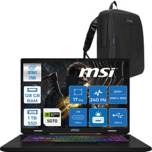 Msı Crosshaır 17 Hx Aı WD2XWGKG Intel Core Ultra 7-255HX  Aı 128GB 1tb SSD 8GB/RTX5070 115W 17″ 16:10 QHD+(2560 x 1600), 240Hz IPS Freedos Taşınabilir Bilgisayar W018XTRF35128G + Zettaçanta