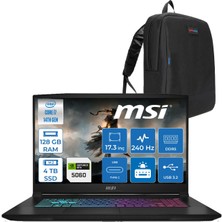 Msı Katana 17 Hx B14WFK-215XTR 14. Nesil Intel I7-14650HX 128GB Ddr5 4tb SSD 8GB/RTX5060 115W 17.3" Qhd (2560*1440), 240Hz IPS Freedos Taşınabilir Bilgisayar. W215XTRF30128G + Zettaçanta