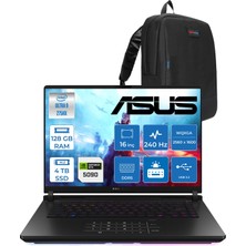 Asus Rog Strix Scar 16 G635LX-RW145 Ultra 9 275HX Aı 128GB 2tb Ssd+2tb 24GB/RTX5090 Gddr7 175W 16" Wqxga 240Hz 3ms 1200NITS Freedos Gaming Taşınabilir Bilgisayar WRWF14538128G + Zettaçanta