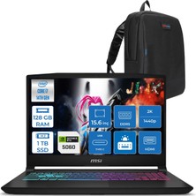 MSI Msı Katana 15 Hx B14WFK-449XTR 14. Nesil Intel İ7-14650HX 128GB Ddr5 1tb SSD 8GB/RTX5060 115W 15.6" Qhd 2560X1440 165Hz IPS Freedos Taşınabilir Bilgisayar. W449XTRF28128G + Zettaçanta