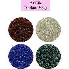 Dökme Cam Kum Boncuk (8/0) 3 mm - 4 Renk - Toplam 80 Gram - BNC420