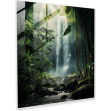 Popcas Dünyanın En Güzel Manzaraları - Muhteşem Şelale Cam Tablo - Doğa Modern Sanat