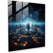 Popcas Gelecek Odaklı Yıldız Haritası Cam Tablo - Yıldız Haritası Modern Sanat Cam Tablo Cam Sanatı