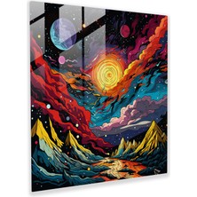 Popcas Pop Art Yıldız Haritası Cam Tablo - Yıldız Haritası Modern Sanat Cesur Renkler Ev Dekorasyonu