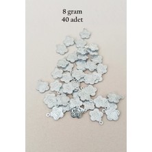 Oya Abiye Bileklik Kolye Pleksi Metalik Plastik Pul Gümüş Renk 8 Gram 40 Adet - BNC524