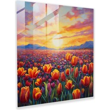 Popcas Dünyanın En Güzel Manzaraları - Lale Tarlası Cam Tablo - Dünyanın En Güzel Manzaraları Cam Duvar Sanatı Modern Sanat
