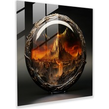 Popcas Yüzüklerin Efendisi Cam Tablo - Modern Sanat Ölüm Dağı Güç Yüzükleri