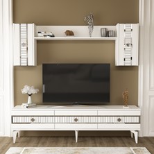 Novva 180 cm Tv Ünitesi Takımı Beyaz-Gümüş