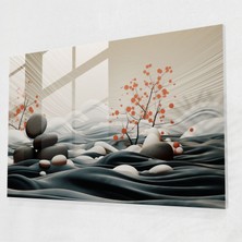 Popcas Soyut Zen Bahçesi Cam Sanatı - Ev Dekorasyonu Huzur Dijital Sanat