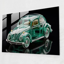 Popcas Gerçekçi Volkswagen Beetle Cam Tablo - Volkswagen Beetle Ev Dekorasyonu Klasik Cam Tablo