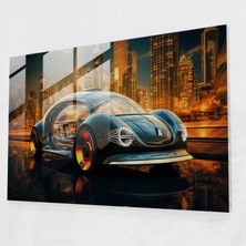 Popcas Gelecek Odaklı Volkswagen Beetle Cam Tablo - Volkswagen Beetle Duvar Dekorasyonu Modern Cam Duvar Sanatı