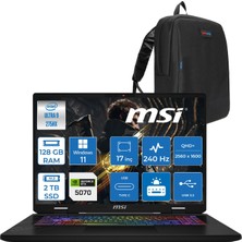 Msı Crosshaır 17 Hx Aı WD2XWGKG Intel Core Ultra 7-255HX  Aı 128GB 1tb Ssd+1tbssd 8GB/RTX5070 115W 17″ 16:10 QHD+(2560 x 1600), 240Hz IPS Windows 11 Home W018XTRH36128G + Zettaçanta