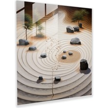 Popcas Zen Bahçesi Cam Tablosu - Zen Ev Dekorasyonu Duvar Dekorasyonu Cam Duvar Sanatı