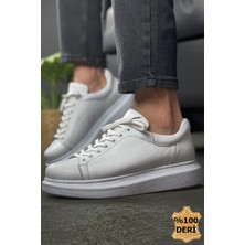 Derije Hakiki Deri Erkek Sneaker Ayakkabı Beyaz MN257