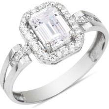 Baget 14 Ayar Beyaz Altın Yüzük