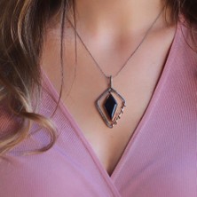 Safir Taşlı Gümüş Otantik Tasarım Kolye