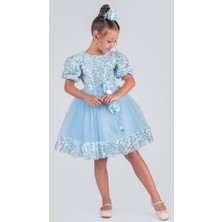 Kız Çocuk Etek Ucu Pullu Venna Abiye Elbise M00761