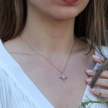 Kutup Yıldızı Zirkon Taşlı Rose Gold Kaplama Gümüş Kolye