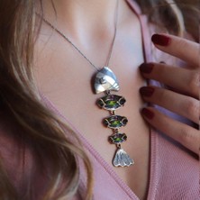 Mistik Topaz Taşlı 925 Ayar Gümüş Tasarım Balık Kolye