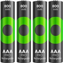 Gp Recyko Pro 800 Mah Ni-Mh 1.2 Volt Aaa Ince Kalem Şarjlı Pil 4lü Paket