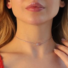 Kalp Choker Gümüş Kolye