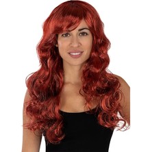 Markport Kızıl Renk Kahküllü Dalgalı Uzun Parti Peruğu
