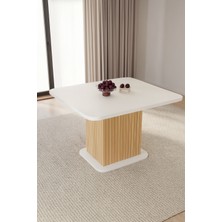 Kuzey 90X90X75CM (36MM Kalın Kenarlı) Kare Beyaz Sütunlu Yemek Masası (Sadece Masadır)