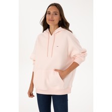 U.S. Polo Assn. Kadın Açık Pembe Şardonlu Kapüşonlu Sweatshırt 50313567-VR078