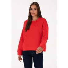 U.S. Polo Assn. Kadın Kırmızı Bisiklet Yaka Basic Sweatshırt 50313565-VR030