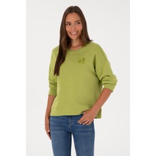 U.S. Polo Assn. Kadın Fıstık Yeşili Bisiklet Yaka Basic Sweatshırt 50313565-VR087