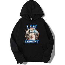 Brz Collection Unisex Oversize I Eat Cement Hoodie Siyah