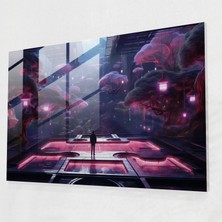 Popcas Cyber Zen Bahçesi Cam Duvar Sanatı - Zen Bahçesi Duvar Dekorasyonu Cam Sanatı Modern Sanat