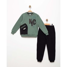 Erkek Çocuk Cep Detaylı Baskılı Eşofman Takımı M00756